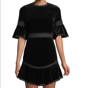 Alice +Olivia Doloris Velvet Trumpet-Sleeve Dress